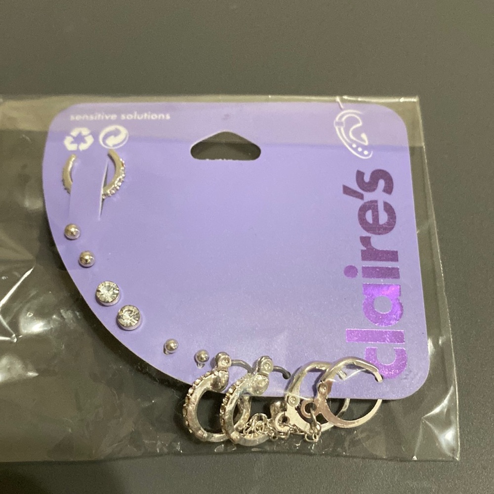 Women’s/Girls earring set, 5 earring pairs and one cartilage cuff, sensitive ear